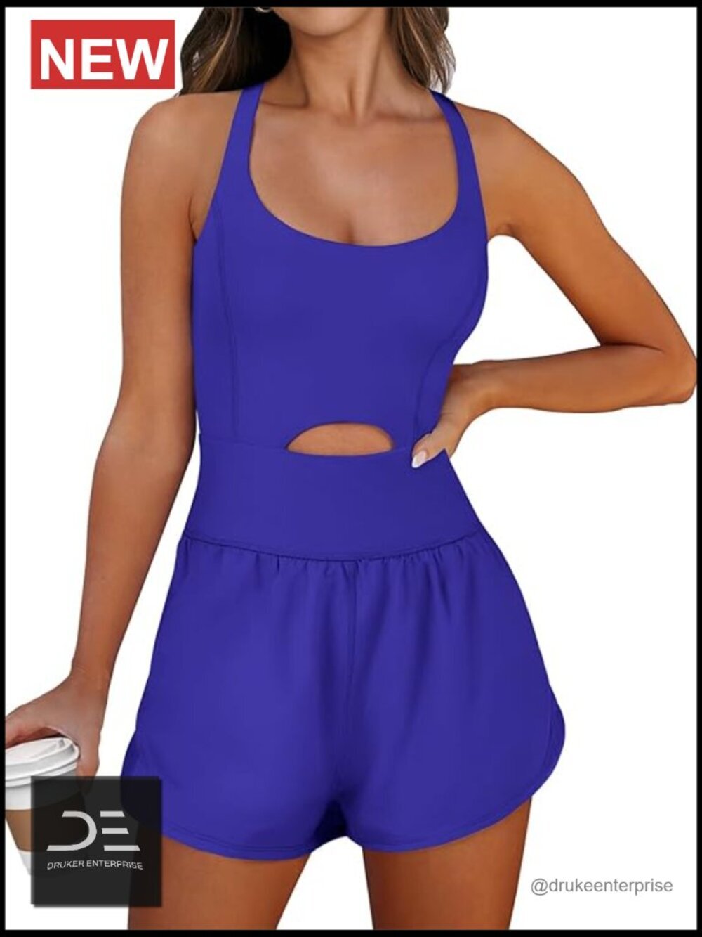 Women's Workout Athletic Romper Jumpsuit with Built-in Shorts